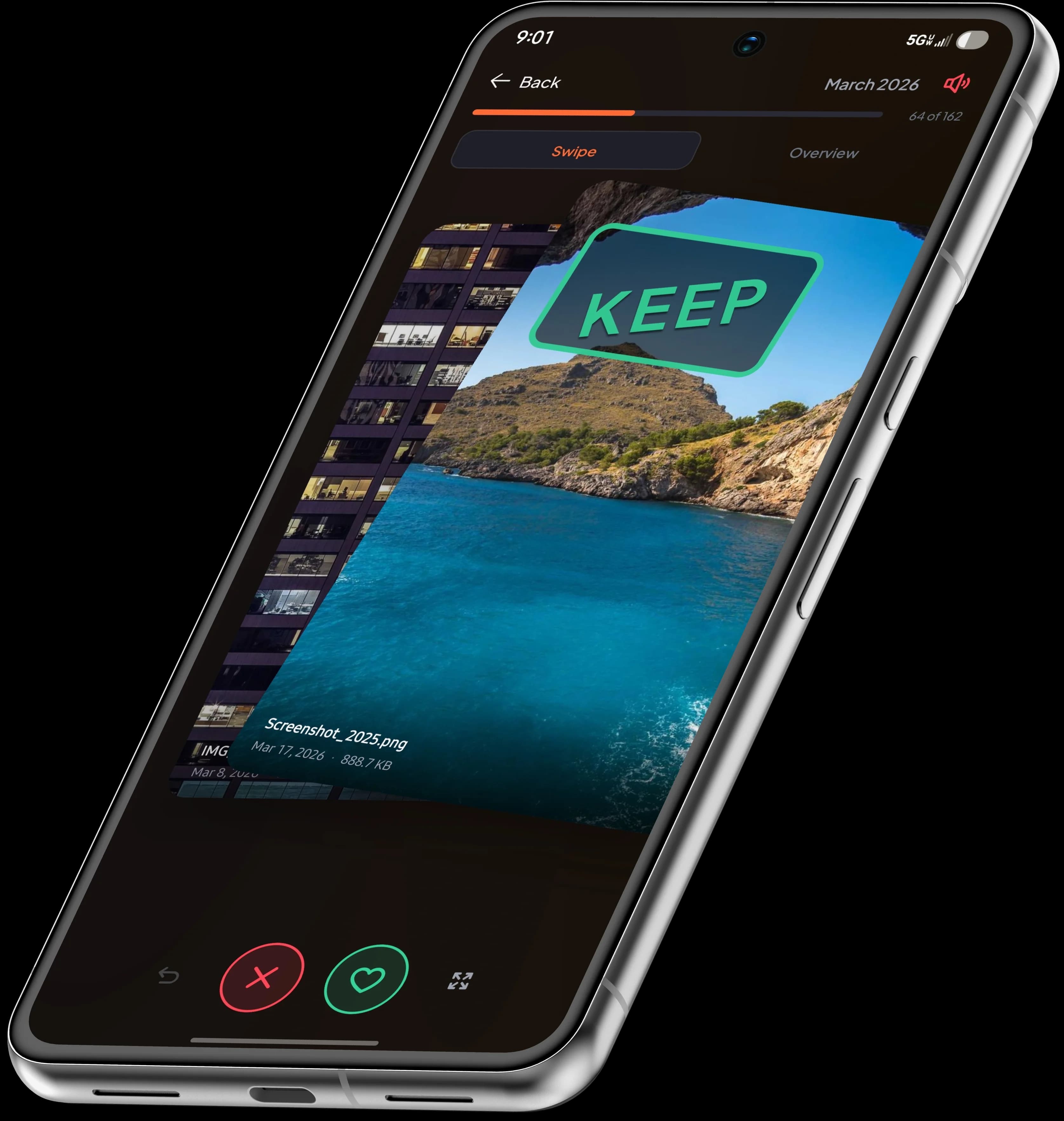 Swiping to keep a photo