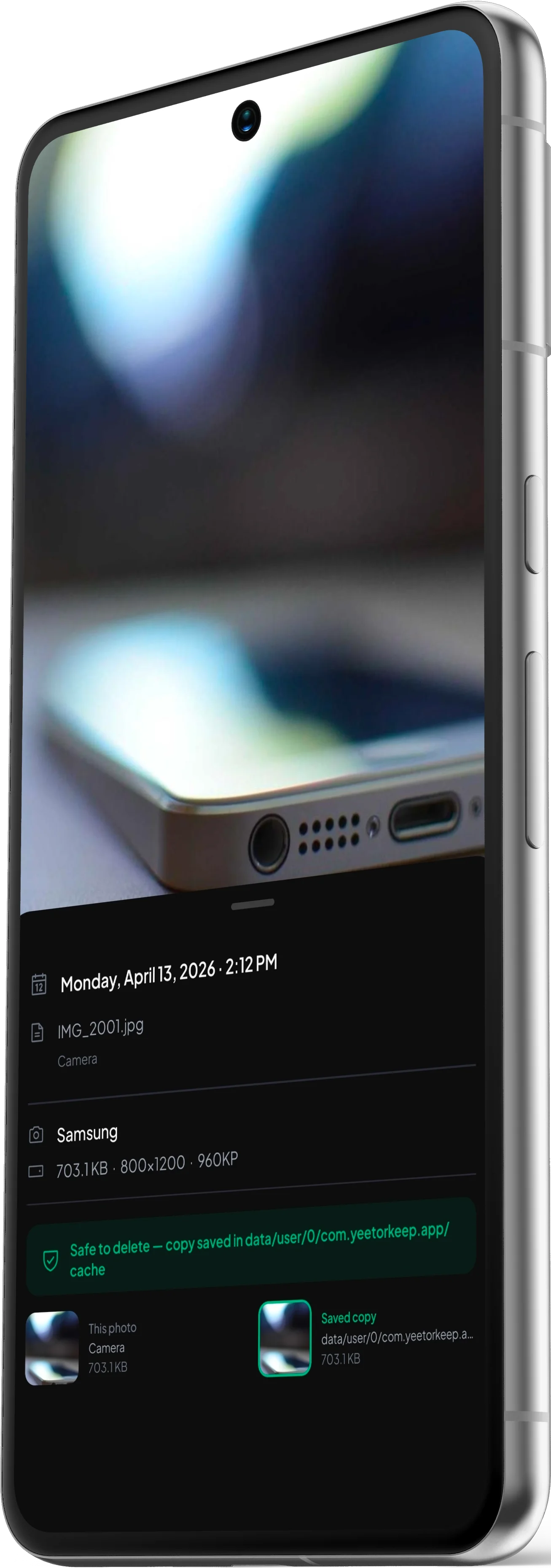 Photo detail showing safe-to-delete status